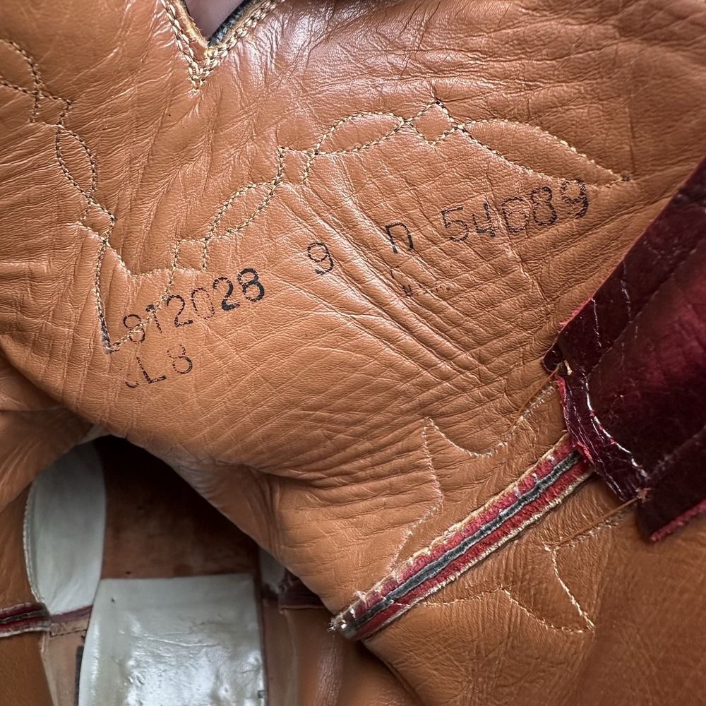Vintage Lucchese Goatskin Roper Cowboy Boots Mens Size‎ 9 D Cherry Rodeo Western - Picture 16 of 16